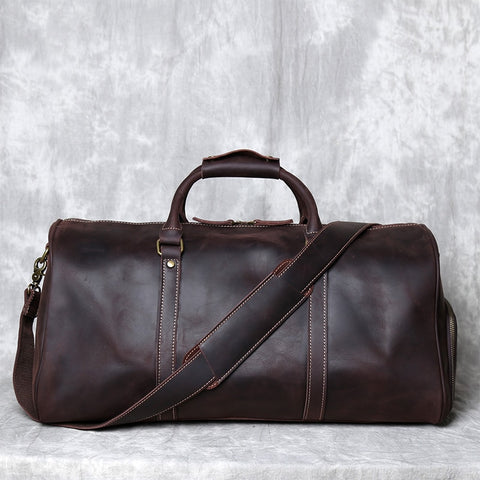 Luxurious Men's Crazy Horse Cowhide Leather Travel Bag