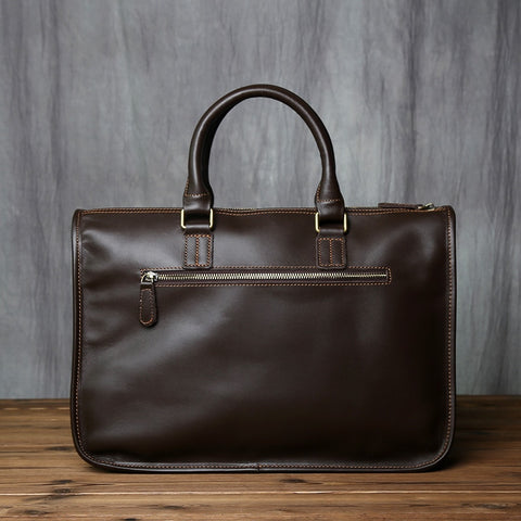 Natural Cowhide Cross Section Men's Leather Briefcase