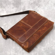 Men's Retro Crazy Horse Cowhide Leather Shoulder Bag