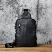 Men's First Layer Cowhide Leather Casual Chest Bag