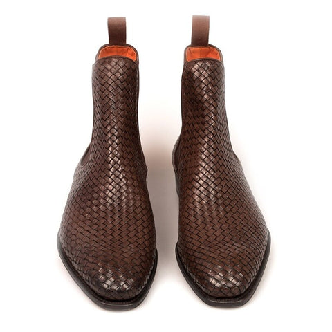 Genuine Leather Chelsea Boots -  Hand Woven