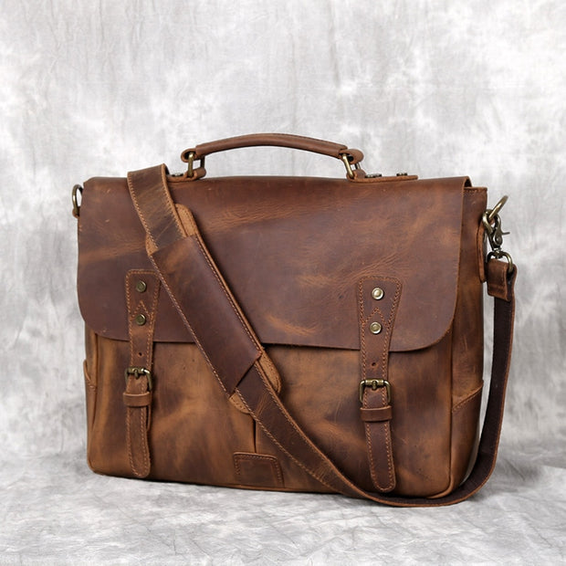 Crazy Horse Leather Men Casual Shoulder Bag