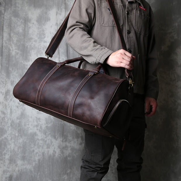 Luxurious Men's Crazy Horse Cowhide Leather Travel Bag