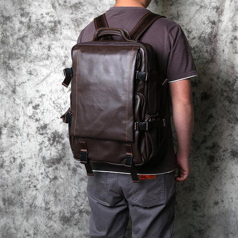 Top Layer Cowhide Leather Men's Top Layer Backpack