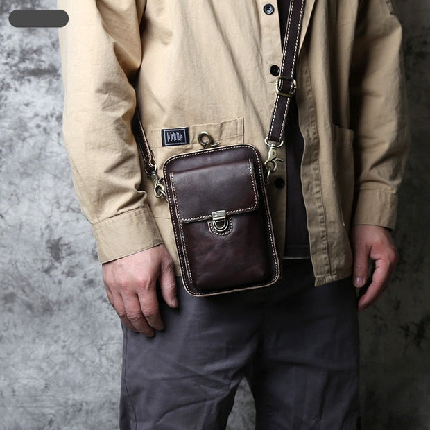 Vegetable Tanned Leather Mobile Phone Bag