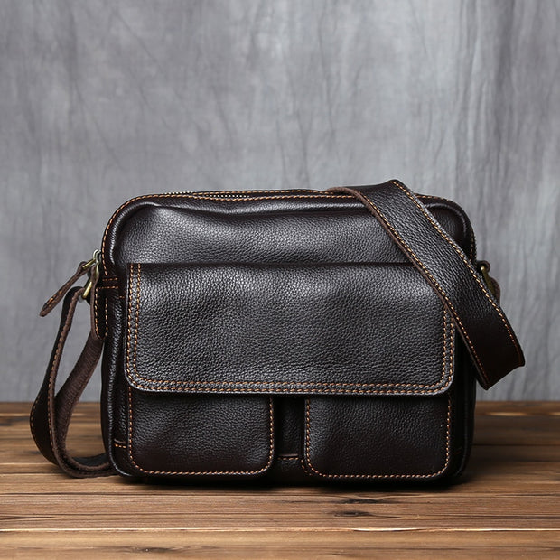 Casual Top Layer Leather Messenger Bag