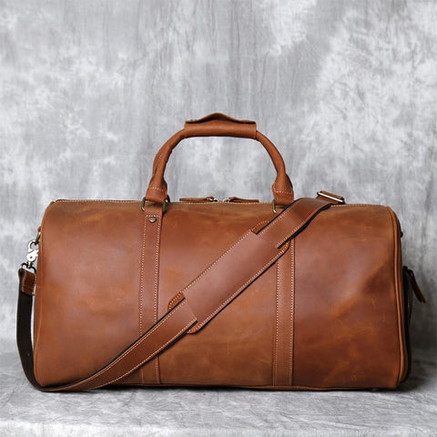 Luxurious Men's Crazy Horse Cowhide Leather Travel Bag