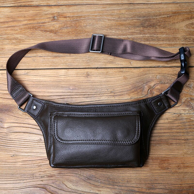 Men Genuine Leather Waist Bag