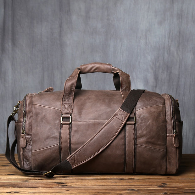 Top Layer Cowhide Leather Retro Men's Travel Bag