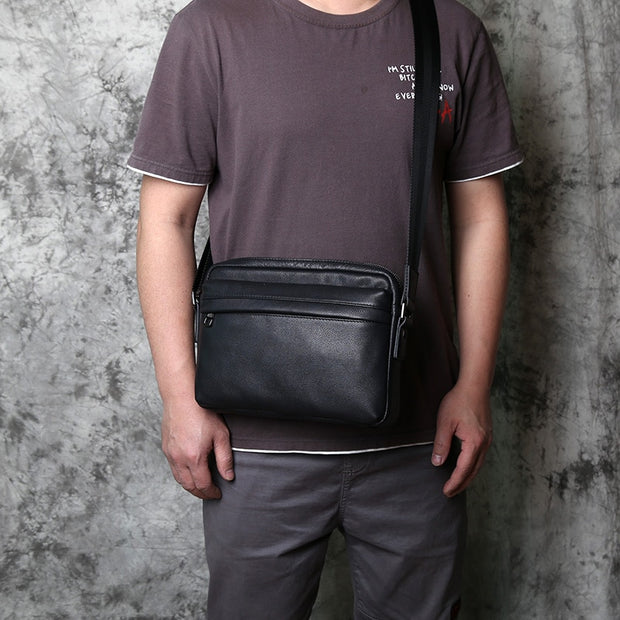 Men's Casual Top Layer Cowhide Leather Shoulder Bag