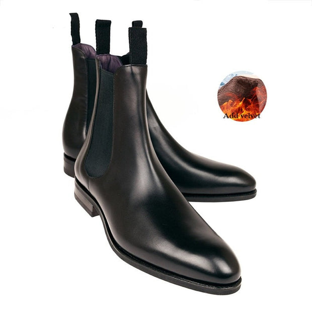 Genuine Leather Chelsea Boots - Black Velvet