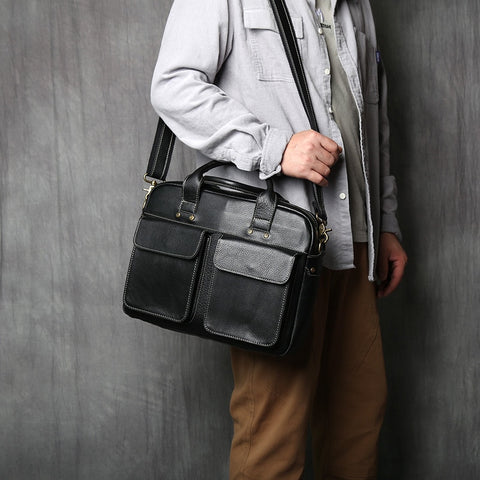 Top Layer Cowhide Leather Casual Men's Handbag