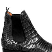 Genuine Leather Chelsea Boots - Black Woven