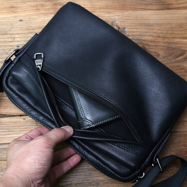 Men's Casual Top Layer Cowhide Leather Shoulder Bag