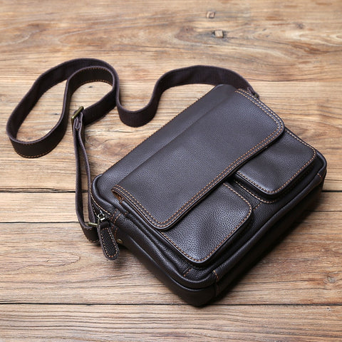 Retro First Layer Cowhide Handmade Leather Men's Shoulder Bag