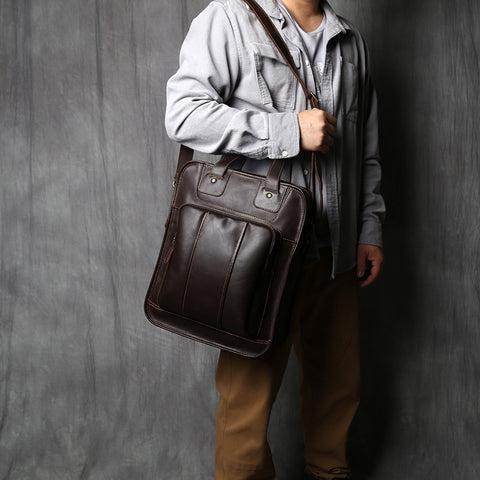 Natural Cowhide Vertical Men Handbag