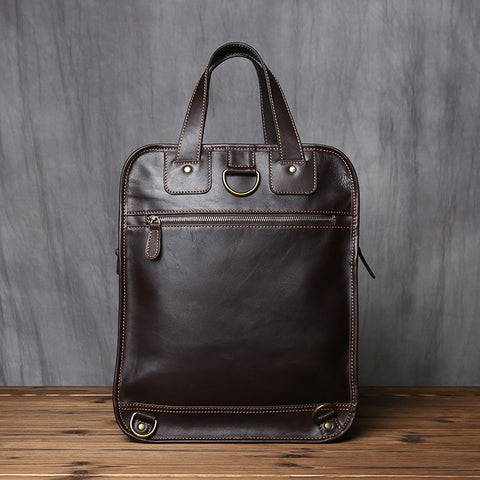 Natural Cowhide Vertical Men Handbag