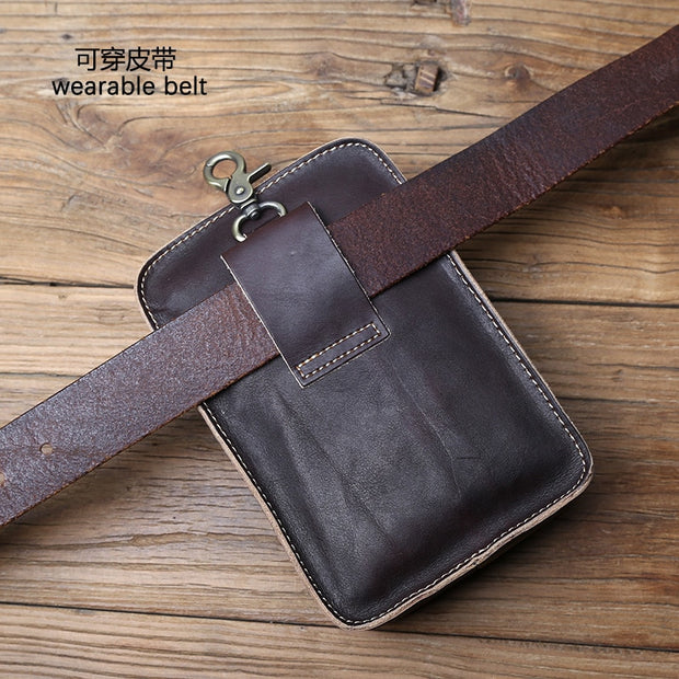 Vegetable Tanned Leather Mobile Phone Bag