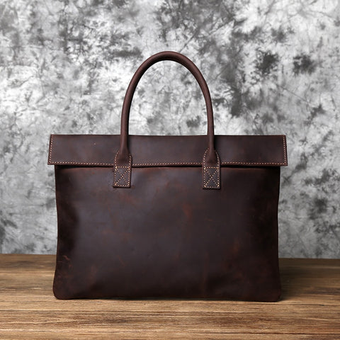 Retro Men's Top Layer Cowhide Leather Briefcase