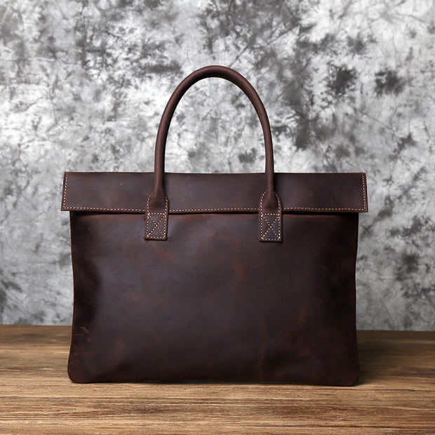 Retro Men's Top Layer Cowhide Leather Briefcase