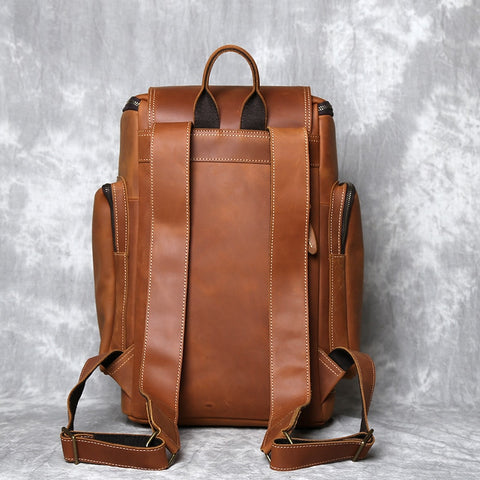 Genuine First Layer Cowhide Leather Men's Backpack