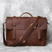 Top Layer Cowhide Leather Retro Men's Briefcase