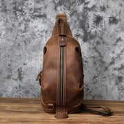 Retro Top Layer Cowhide Leather Men's Chest Bag