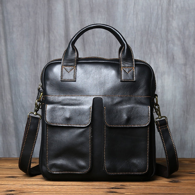 Retro Top Layer Cowhide Leather Men's Handbag