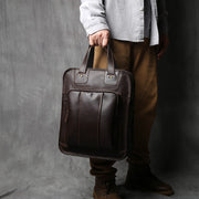 Natural Cowhide Vertical Men Handbag