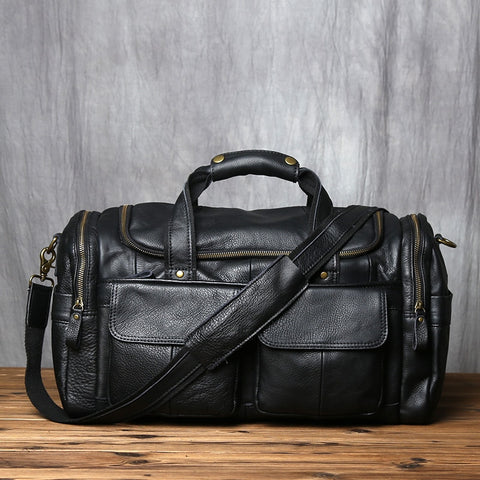 Top Layer Cowhide Leather Men's Hand Luggage Bag