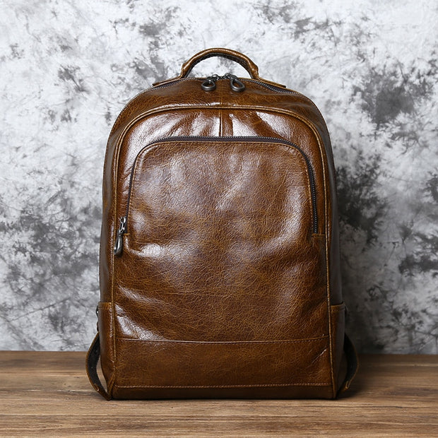 Top Layer Cowhide Leather Men's Backpack