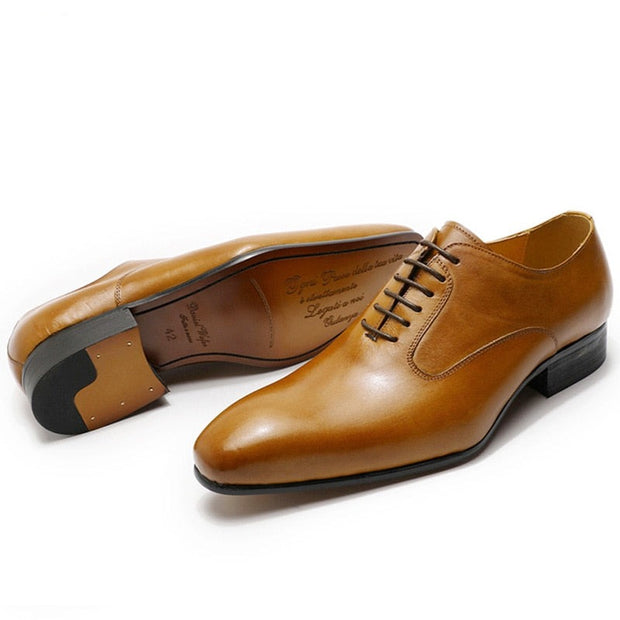 Hand-Polished Lace Up Pointed Toe Men Shoes